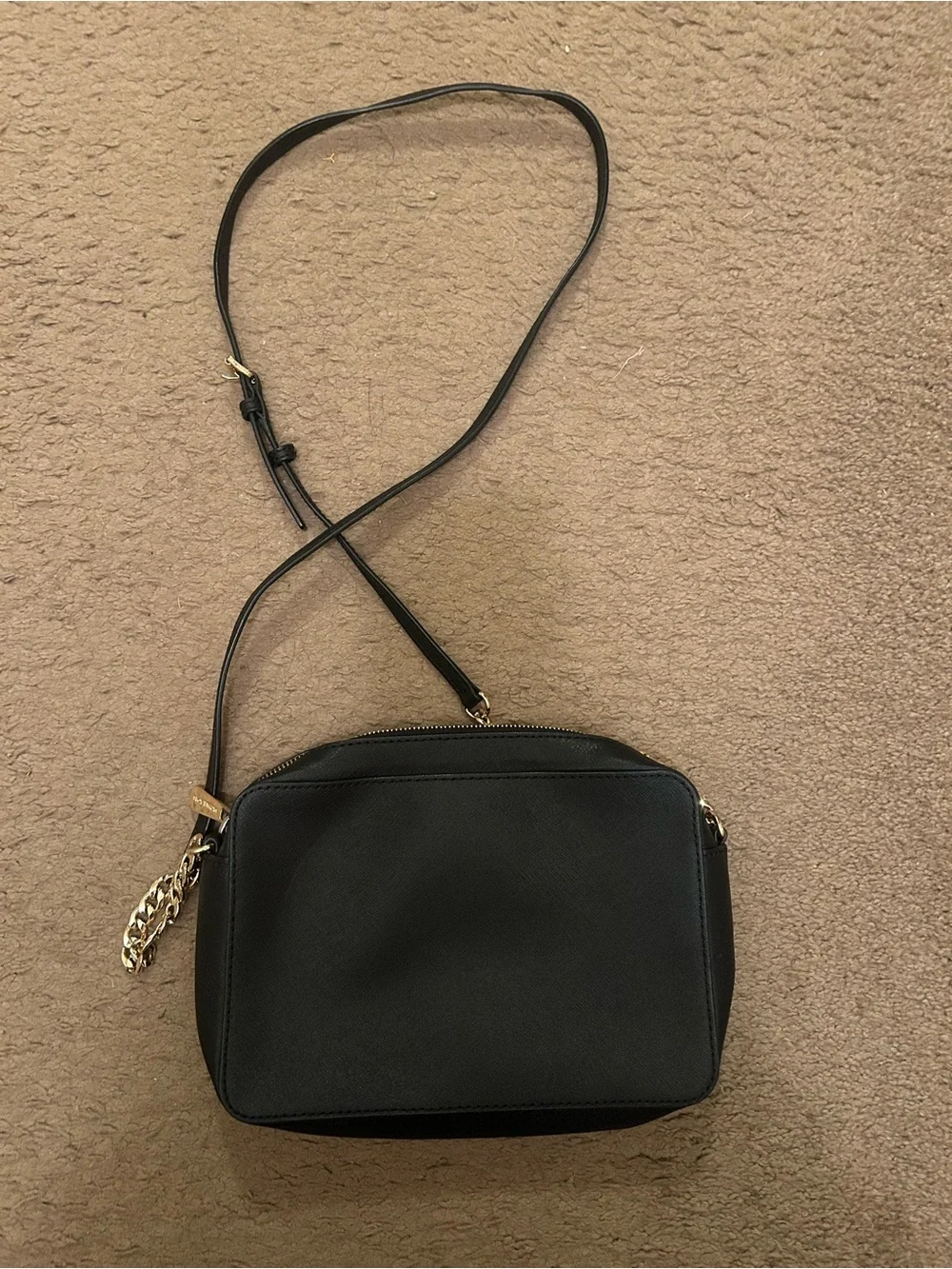 Michael Kors Black Crossbody Camera Bag with Gold Hardware